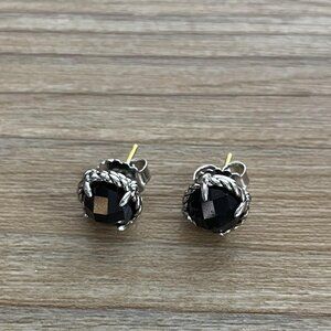 Petite Chatelaine® Black Stud Earrings in Sterling Silver